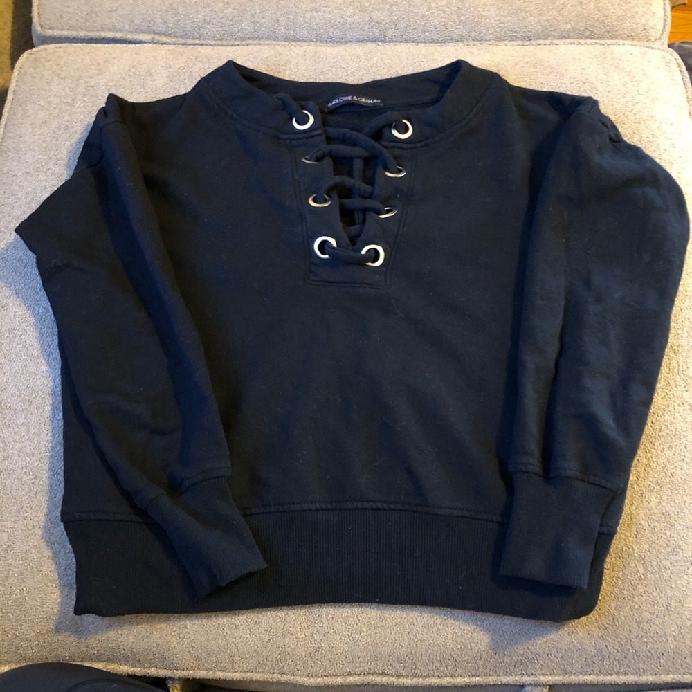 Lace up black sweatshirt - Picture 2 of 6